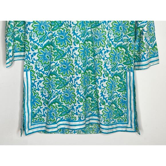 Gretchen Scott O'Keefe V-Neck Floral Printed Tunic Teal Green Women's Size XS - Picture 5 of 8